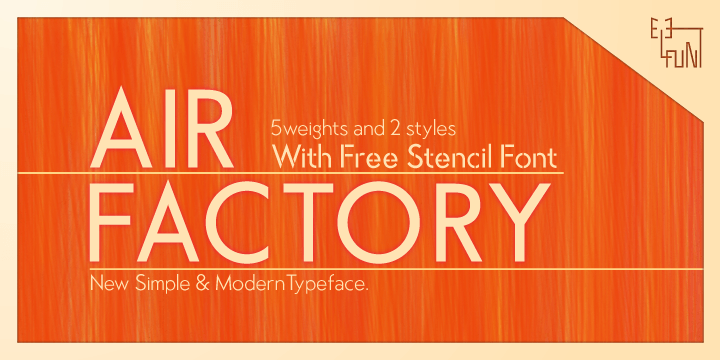 Air Factory was originally designed for a merchandise company, and ordered to design iconic but plain forms. Air Factory is a very simple and modern sans-serif font inspired by early 1900