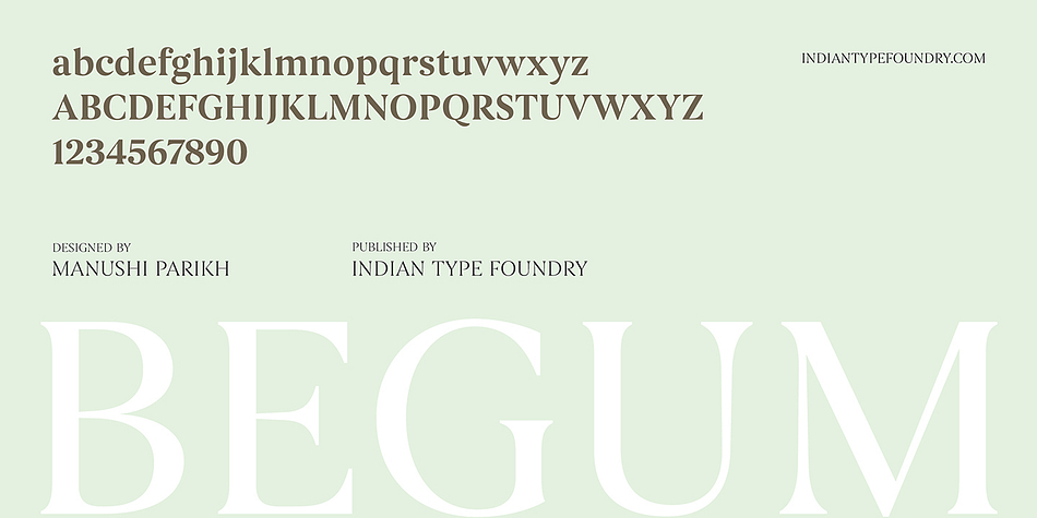 Begum font family example.