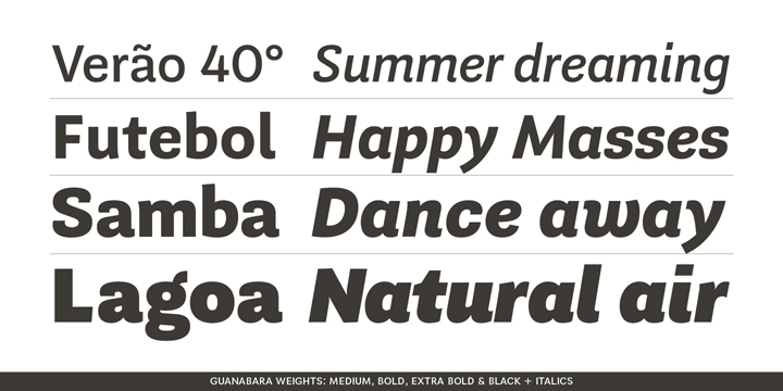 The city of Rio de Janeiro, with its never-ending curves and all year long summer weather provided the constraints and requirements of this typeface.