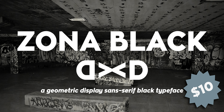 Zona Black is a geometric sans–serif display black typeface.