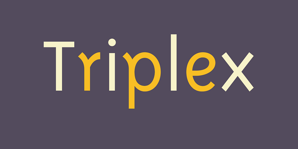 	
 
Triplex

Although initially designed as a rational/geometric font, Triplex developed into one of Licko