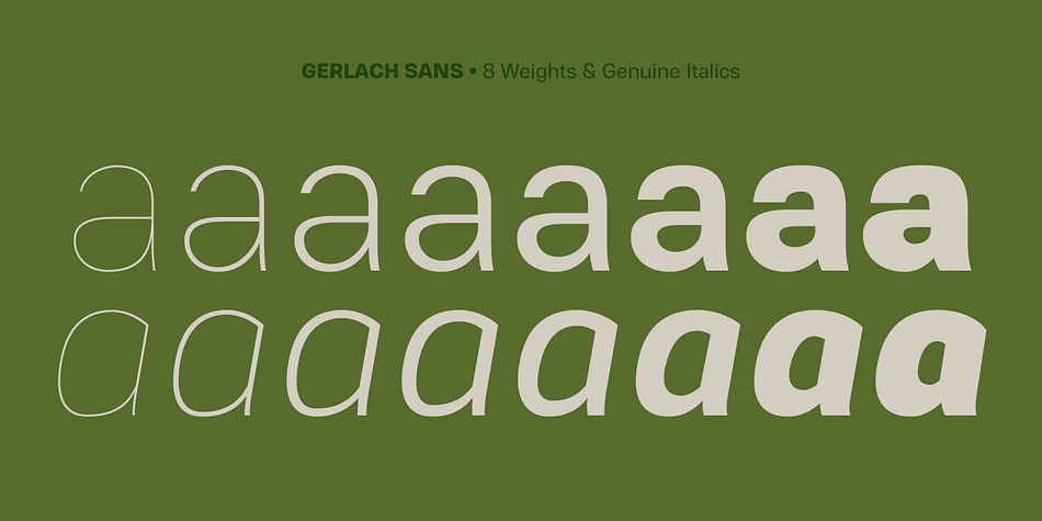 Displaying the beauty and characteristics of the Gerlach Sans font family.