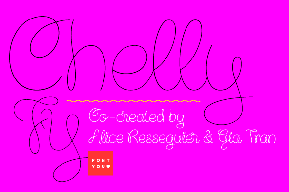 Displaying the beauty and characteristics of the Chelly FY font family.