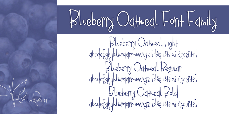 Displaying the beauty and characteristics of the Blueberry Oatmeal font family.
