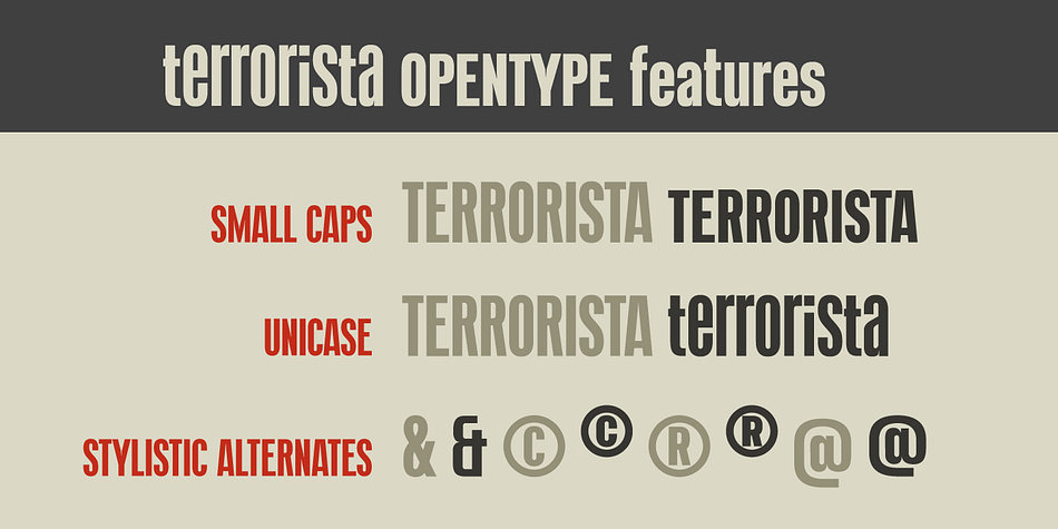 Highlighting the Terrorista font family.