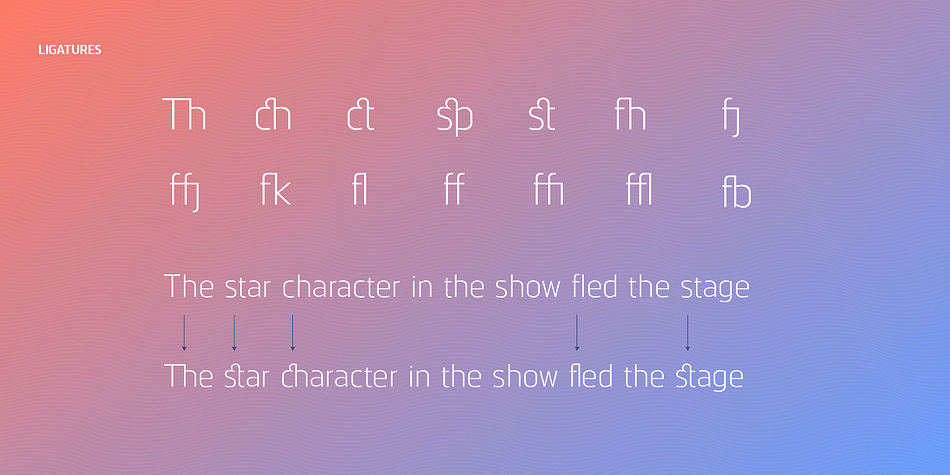 Details include 7 weights, a full character set, manually edited kerning and Euro symbol.