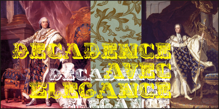 Decadence avec Elegance font family sample image.