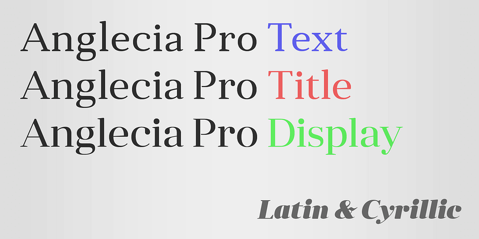 Anglecia Pro is an exquisite and versatile system of three transitional serif typefaces designed to work together in editorial design.