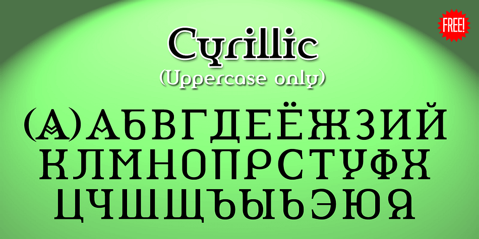 The Greek and Cyrillic letterforms are properly encoded and kerned.