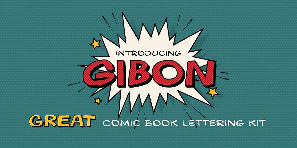 Gibon draws inspiration from the fascinating comic book univers inhabited not only by many legendary superheroes, monsters and superbadass antiheroes, but also by its own legendary typefaces.