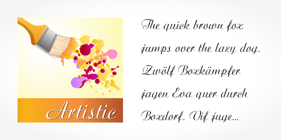 Artistic Pro font family sample image.