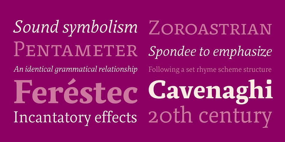 Relato Serif has a low contrast and a muscular structure that makes it useful for setting long text.