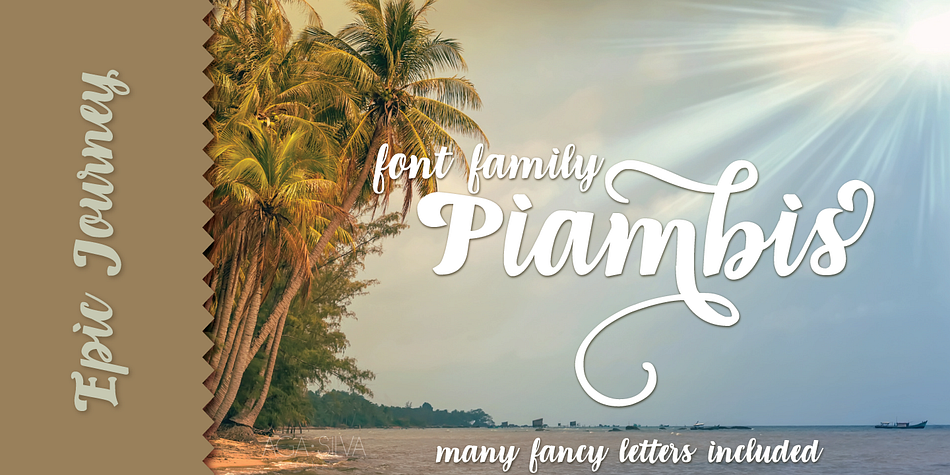 Piambis is a handwritten font family that boasts a great variety of glyphs - many of which are fancy
alternates for standard letters (shown in preview box above).