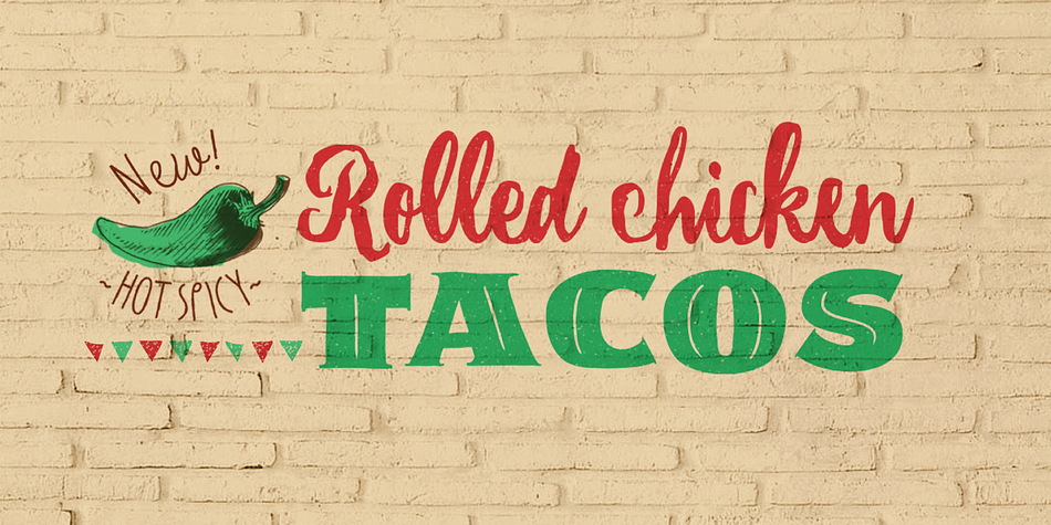 La Taqueria font family sample image.