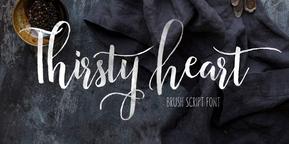 Thirsty Heart is a modern brush script font, carefully crafted with Tombow brush pen.