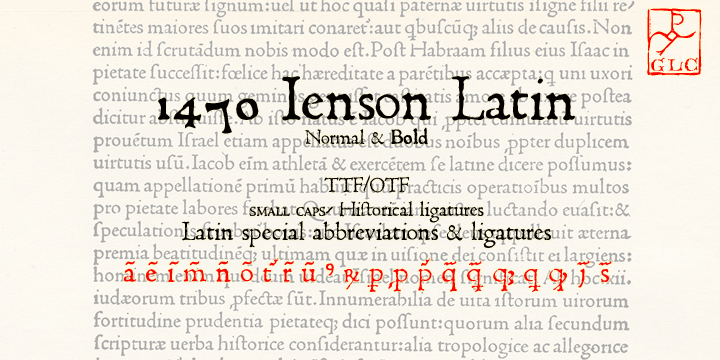 Displaying the beauty and characteristics of the 1470 Jenson Latin font family.