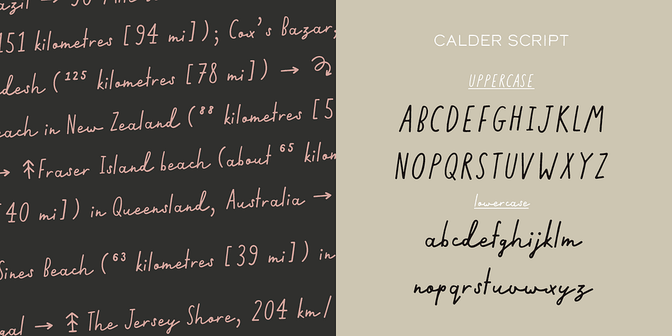 Emphasizing the favorited Calder font family.