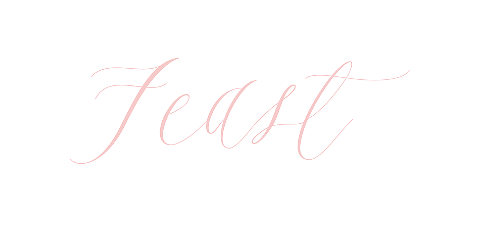 Feast is a calligraphy style font designed by Alissa Mazzenga.