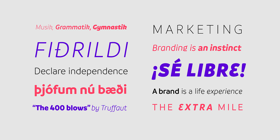 This typeface encapsulates a wide range of nuances and combines, seemingly, opposite elements such as technology and friendly rounded shapes.