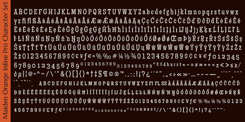 Highlighting the Maiden Orange Inline Pro font family.
