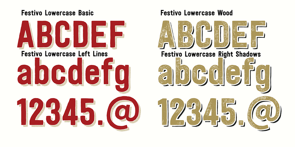 It is advised not to use them together.The various possibilities of the Festivo Font Family allows you to create a lot of great works such as posters, magazines, printings, t-shirts etc.