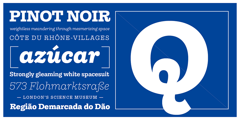 The typeface’s most  striking characters are the arched-up legs of the capital ‘R’ and lowercase ‘k’, as well as the tail of the capital ‘Q’.