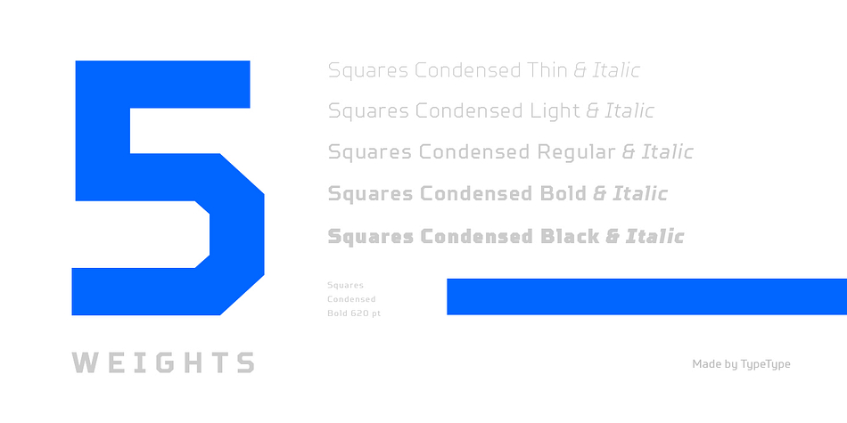 TT Squares Condensed font family example.