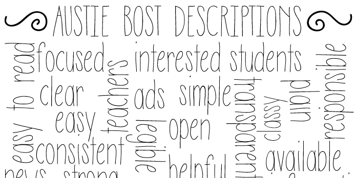 Austie Bost Descriptions is a great, basic, legible, handwritten font.