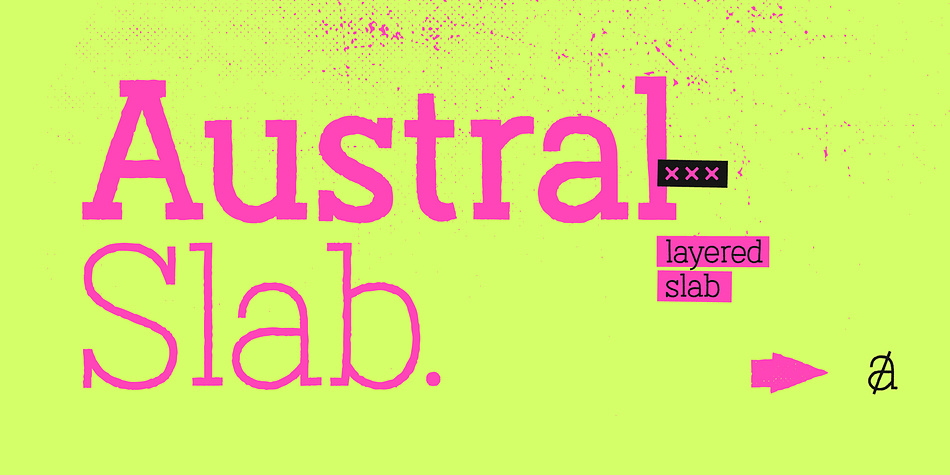 Austral Slab is a hand-drawn layered font designed by Antipixel, with unique textures & styles that combine giving your work a distinctive impression.