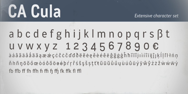 Displaying the beauty and characteristics of the CA Cula font family.