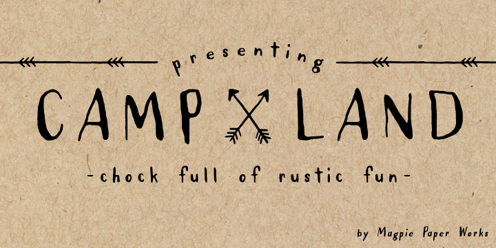 Campland from Magpie Paper Works is a rustic, hand-lettered, sans-serif font chock full of summer-camp fun.