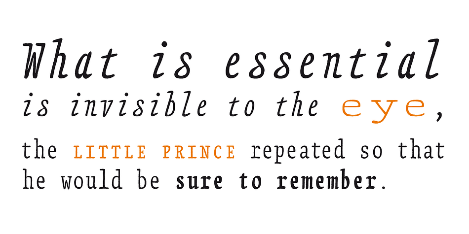 Monospaced fonts keep on drawing attention to them because their proportions stand out from the canon of common fonts.
