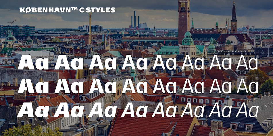 Highlighting the FP København C font family.