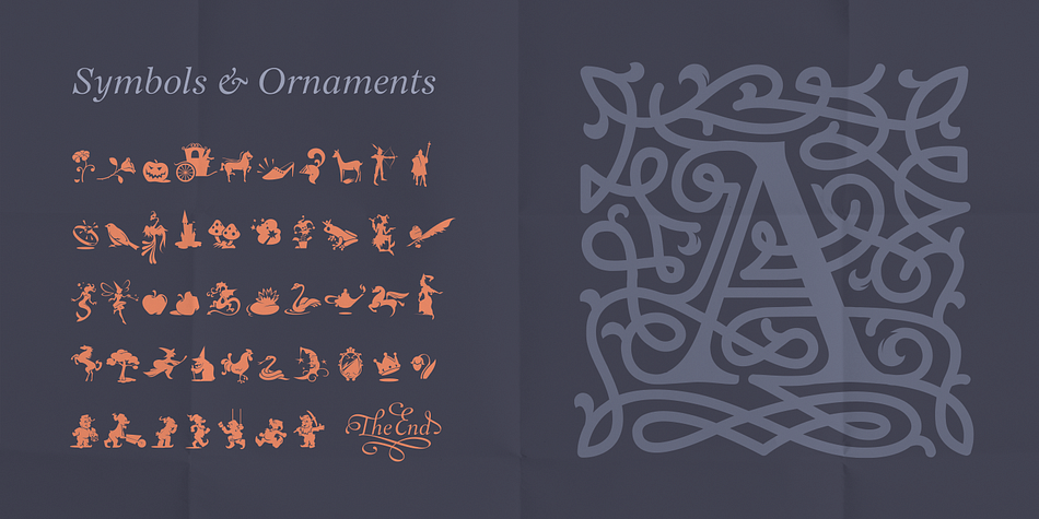 Today the family contains Regular, Bold, Italic, Bold Italic, Symbols and Ornaments (Latin, Cyrillic, dingbats, ornamental caps).