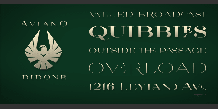 Aviano Didone is a bold new interpretation of vertically contrasted type.