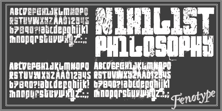 Displaying the beauty and characteristics of the Nihilist Philosophy font family.