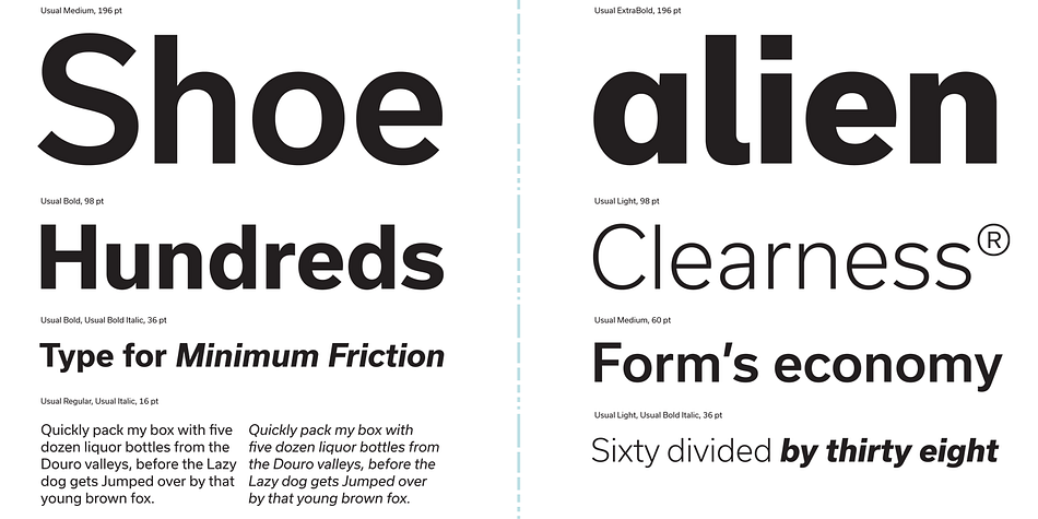 With a clear modernist inspiration, Usual was born of the attempt at using a scale of proportions in type design.