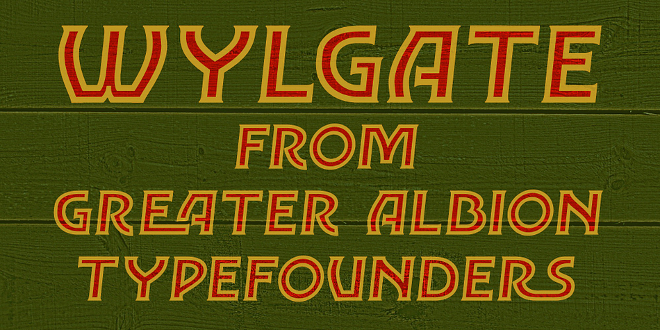 Wylgate is a classic sign writer’s lettering style, designed on an oblique line to capture and a sense of motion and speed.