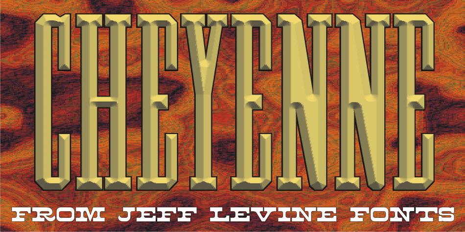 Cheyenne JNL is a classic slab serif wood type with chamfered corners.
