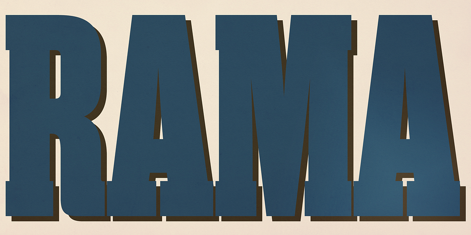 Rama Slab is an antiqued slab serif designed inspired by 1800s-style wood type.