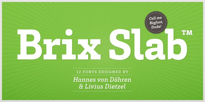 Brix Slab and Brix Slab Condensed is an extended family of 24 fonts.