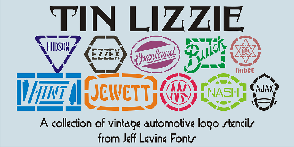 One of the most unusual sets of antique stencils spotted for sale online comprises a set of twenty-four classic logos of early 20th Century automobile companies.