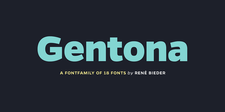 Designed for a wide range of applications, Gentona was intended to support the goals of contemporary design paired with a mostly swiss oriented demand on typography – neutrality.