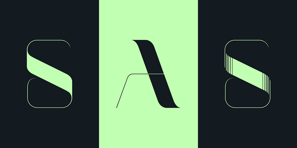 This caps typeface is available in two formats: fade and solid, each featuring two distinct character styles switched via the shift key.