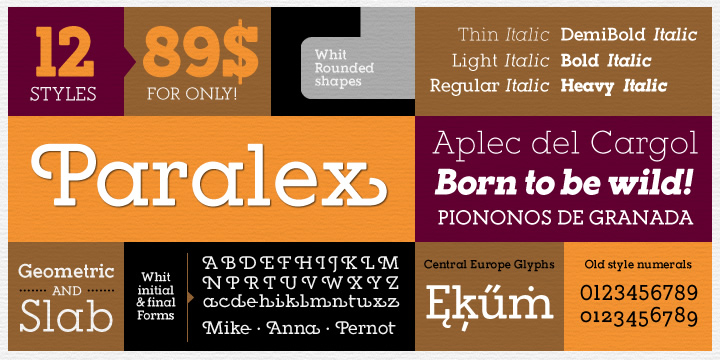 Displaying the beauty and characteristics of the Paralex font family.