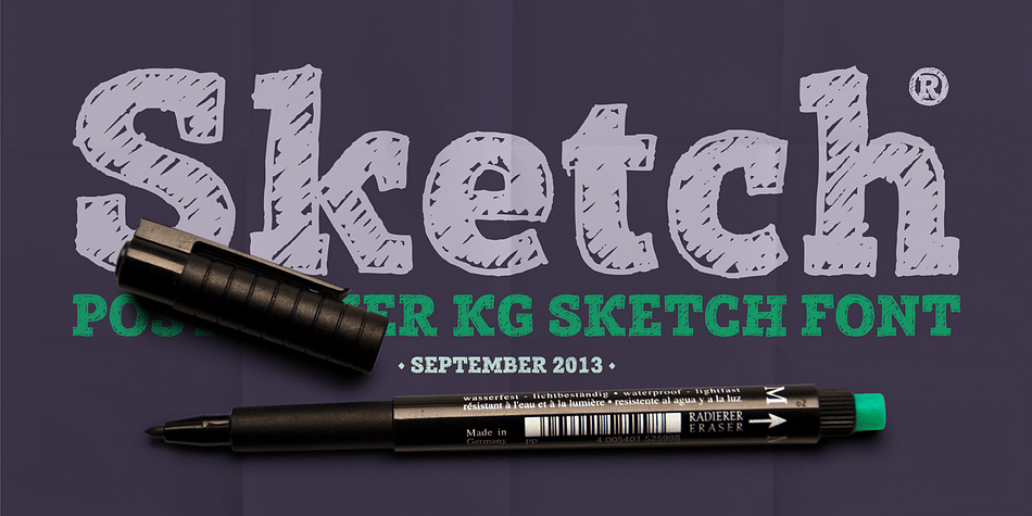 Posterizer KG Sketch is basically a drawn version of Egyptian Slab Serif font Posterizer KG.