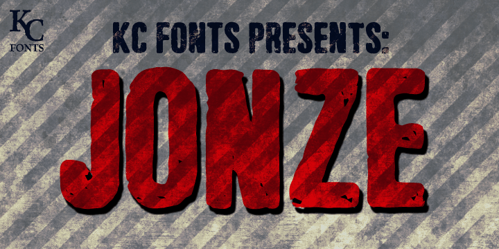 Jonze & Jonzing from KC Fonts is an all uppercase based font that resembles a rubber stamp or wood type; Jonze being more on the saturated side and Jonzing on the rather dry.