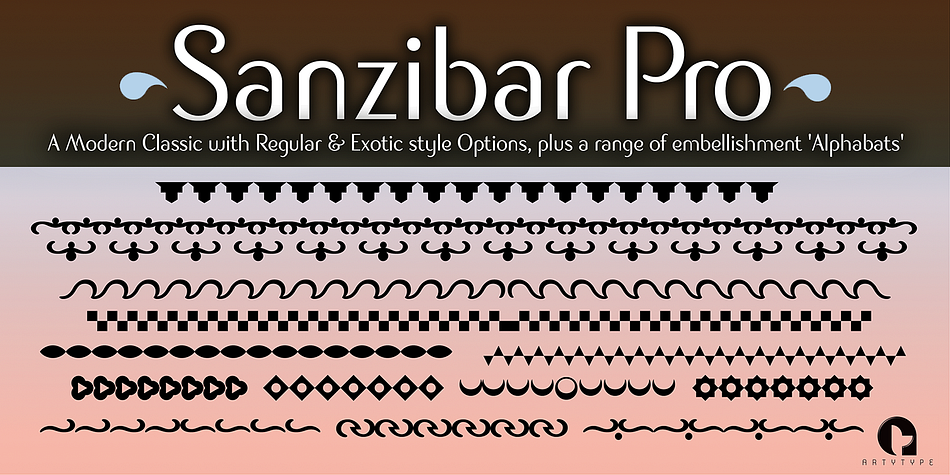 Emphasizing the popular Sanzibar font family.