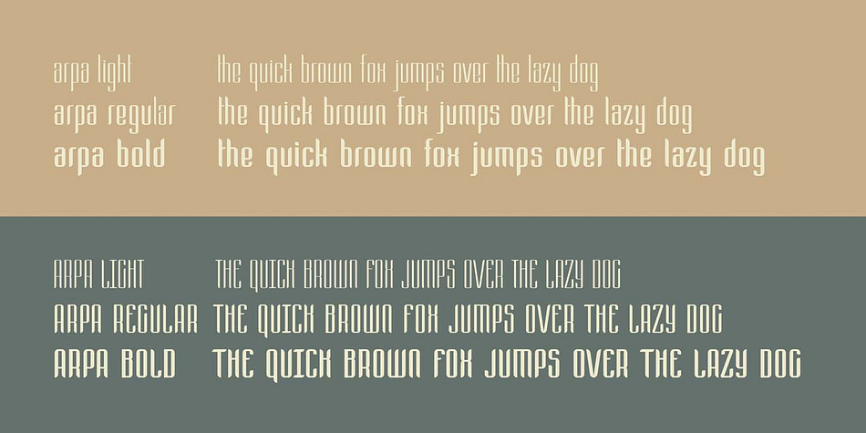 ARPA is a three font, display sans family by Arpa.