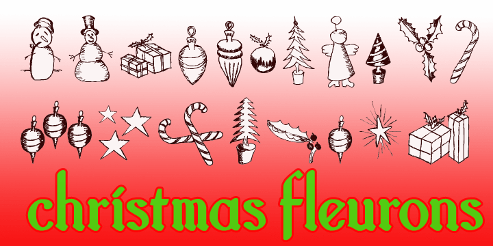 Christmas Fleurons is a set of delightfully hand-drawn Christmas ornaments.